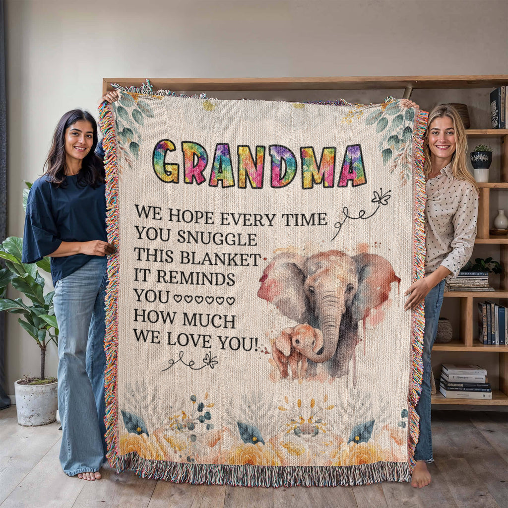 To My Grandma - Elephant Woven Blanket